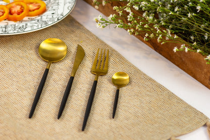 Stainless steel cutlery set Cutlery Set 4 – boho decor, handwoven and handmade in Bali