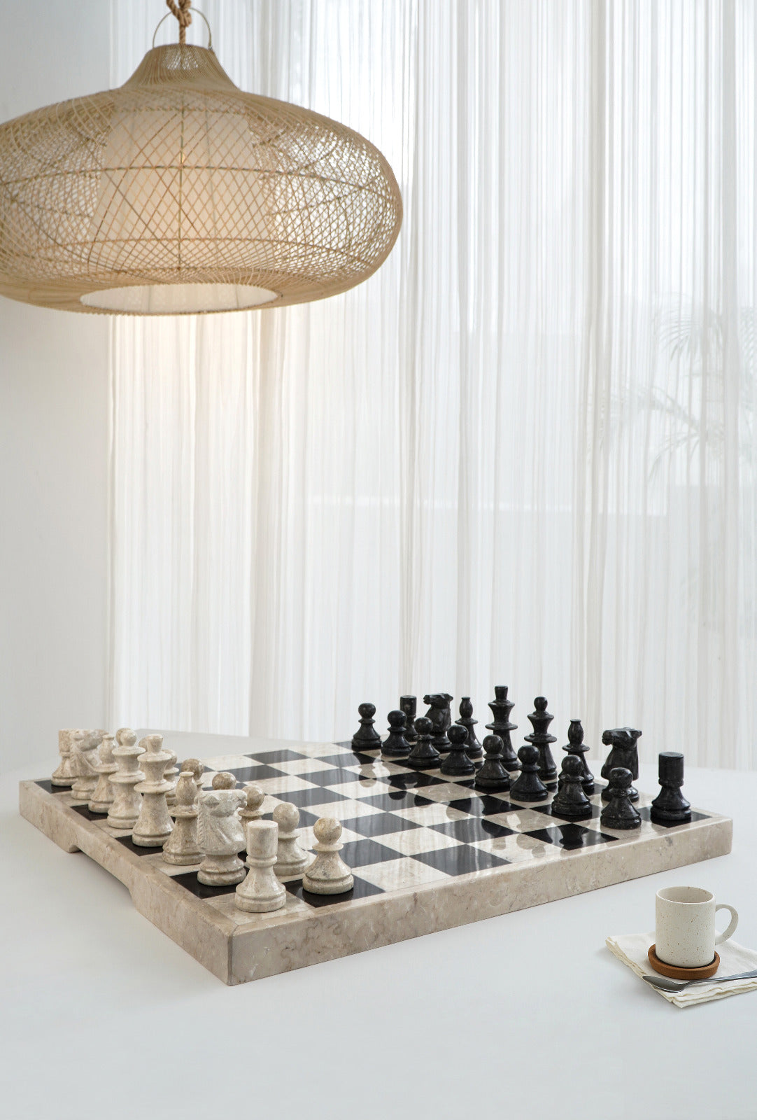 Handmade marble sculpture – the Marble Chess Board, boho decor made in Bali