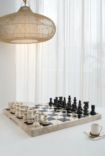 Handmade marble sculpture – the Marble Chess Board, boho decor made in Bali