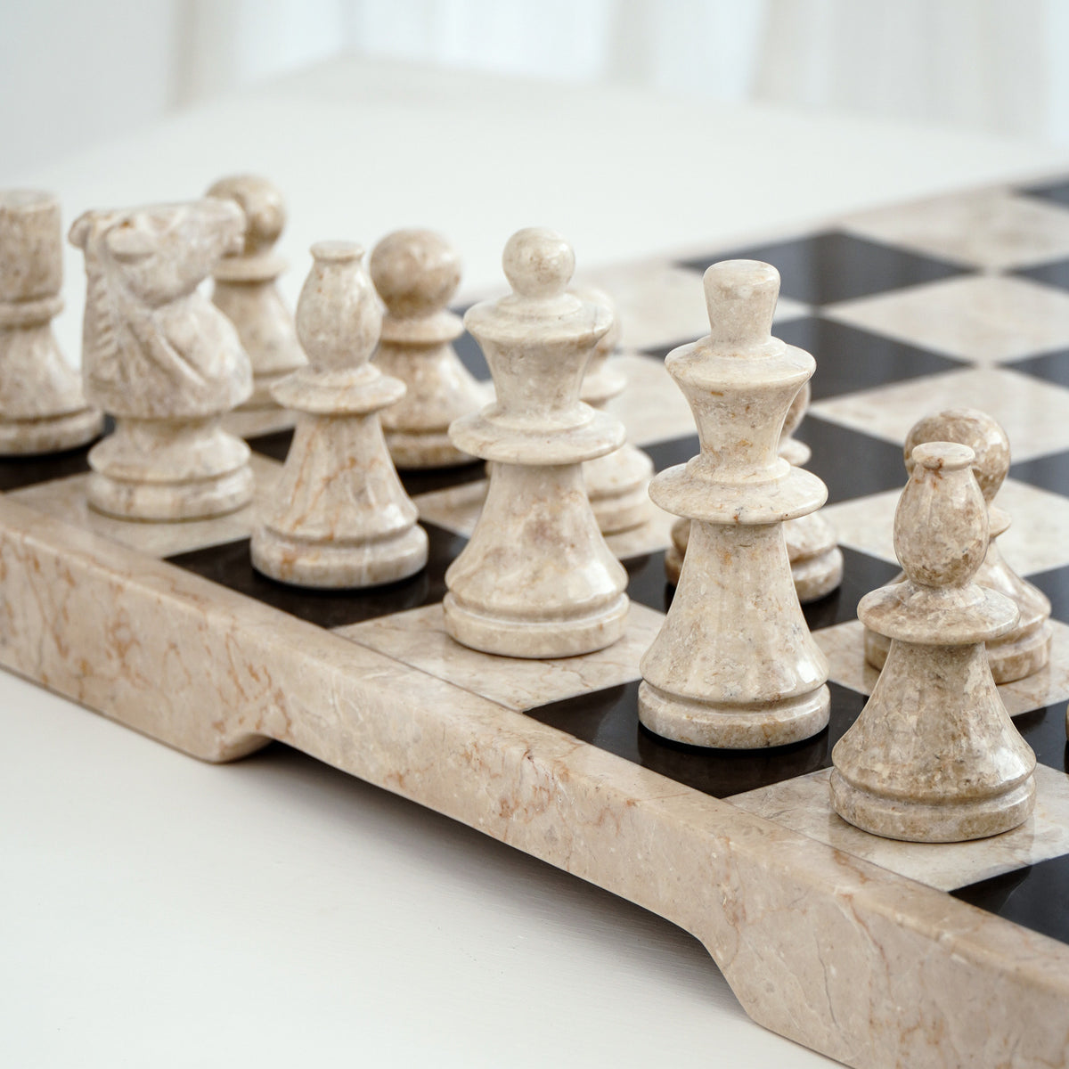 Marble sculpture Marble Chess Board – boho decor, handwoven and handmade in Bali