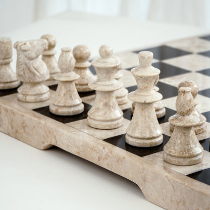 Marble sculpture Marble Chess Board – boho decor, handwoven and handmade in Bali