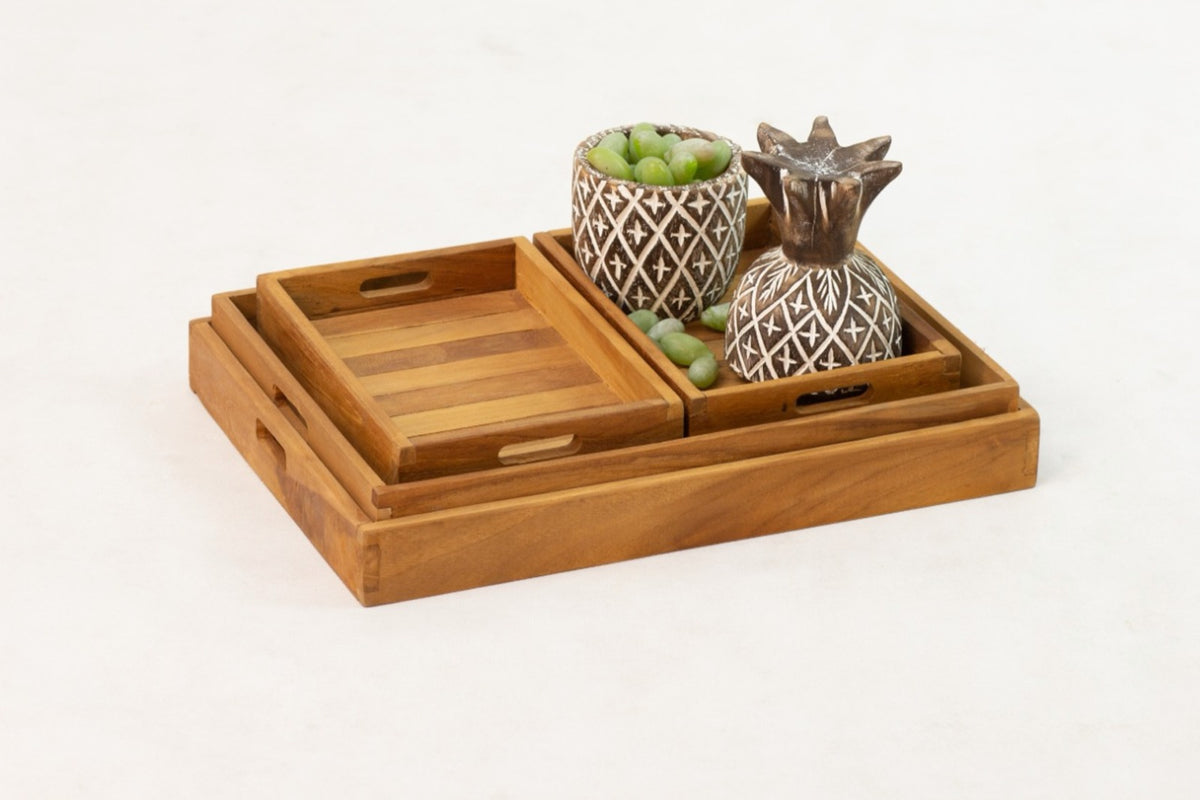 The Tray Set 4 tray – natural materials, boho decor handmade in Bali