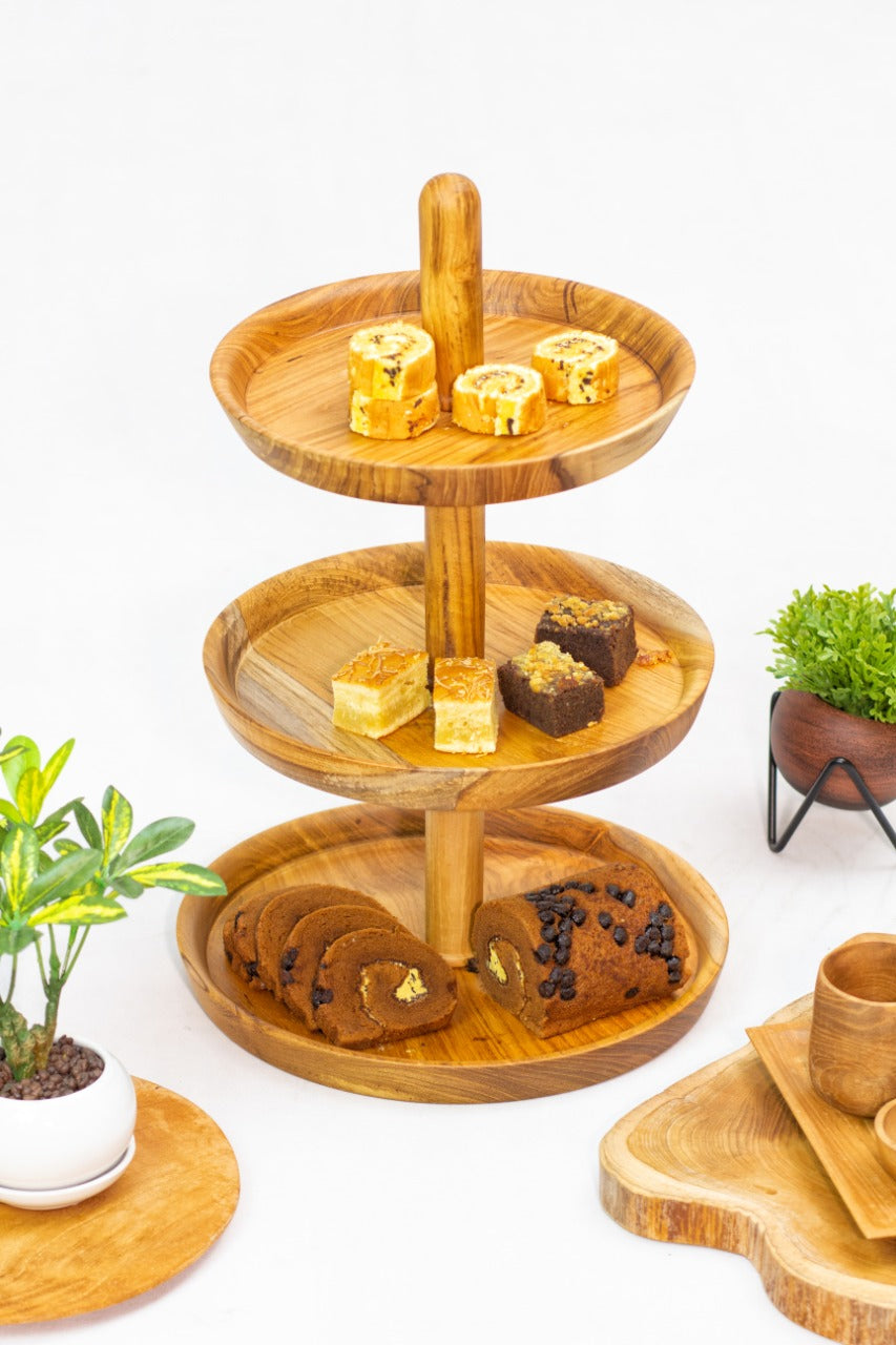 Teak water fountain Cake 3Layers – boho decor handcrafted in Bali by BaliSouk