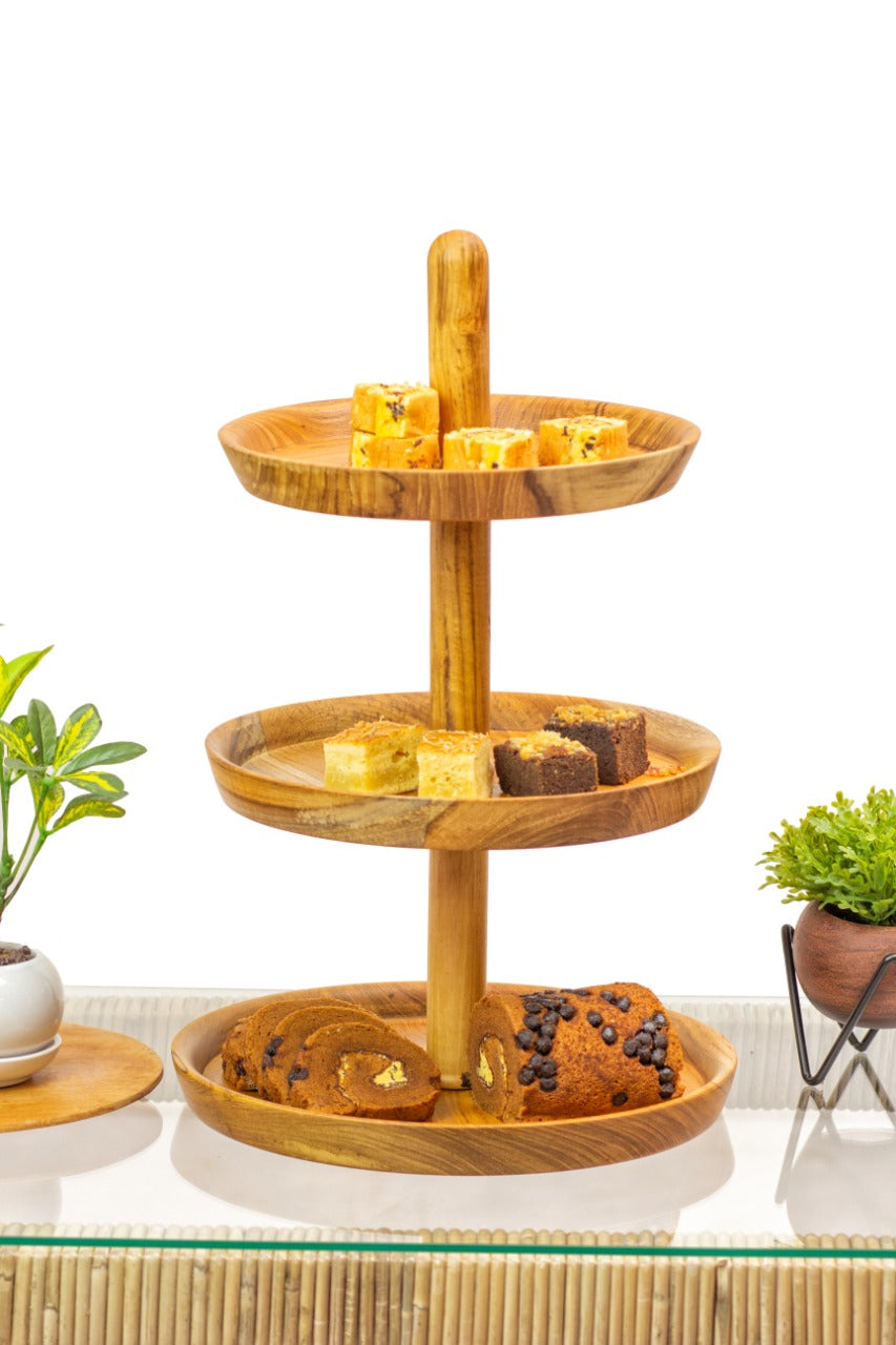 Teak water fountain Cake 3Layers – boho decor, handwoven and handmade in Bali