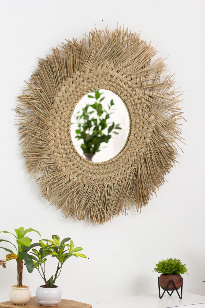 Natural fibre decorative piece Round Deco – boho decor handcrafted in Bali by BaliSouk