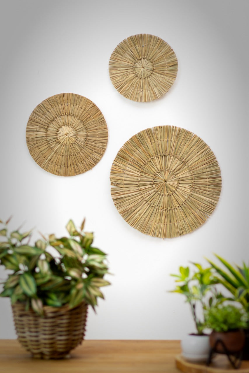 Seagrass wall decoration – Wall Deco Set 3 – boho decor handmade in Bali by BaliSouk