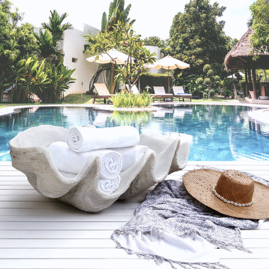 Boho white resin sculpture Shell Resin, crafted by hand in Bali