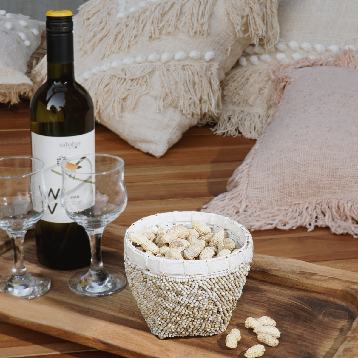 Bamboo bowl Peanut – boho decor handcrafted in Bali by BaliSouk