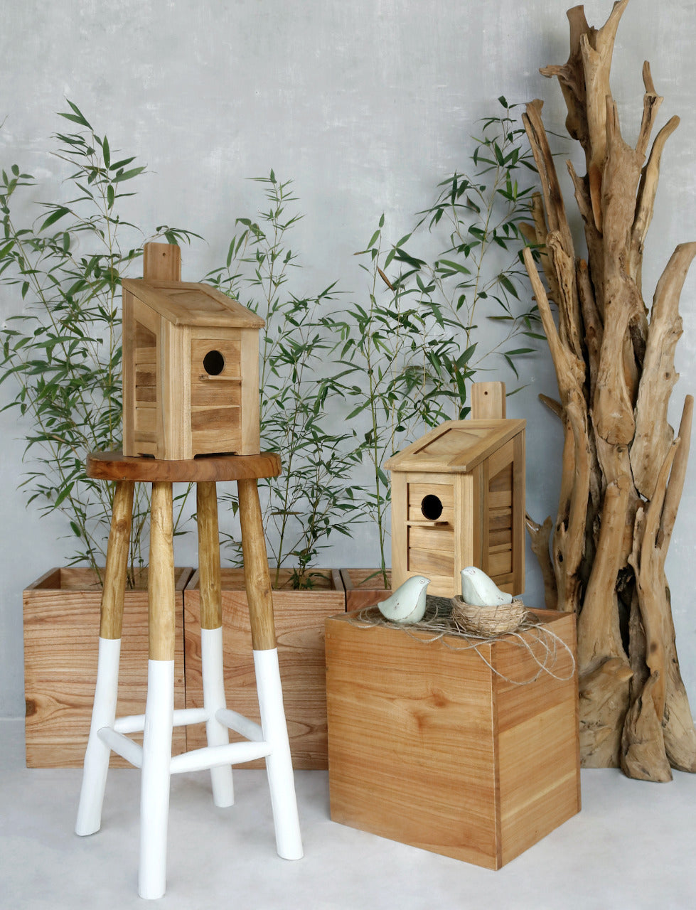 Teak sculpture – Bird Cage – boho decor handmade in Bali by BaliSouk