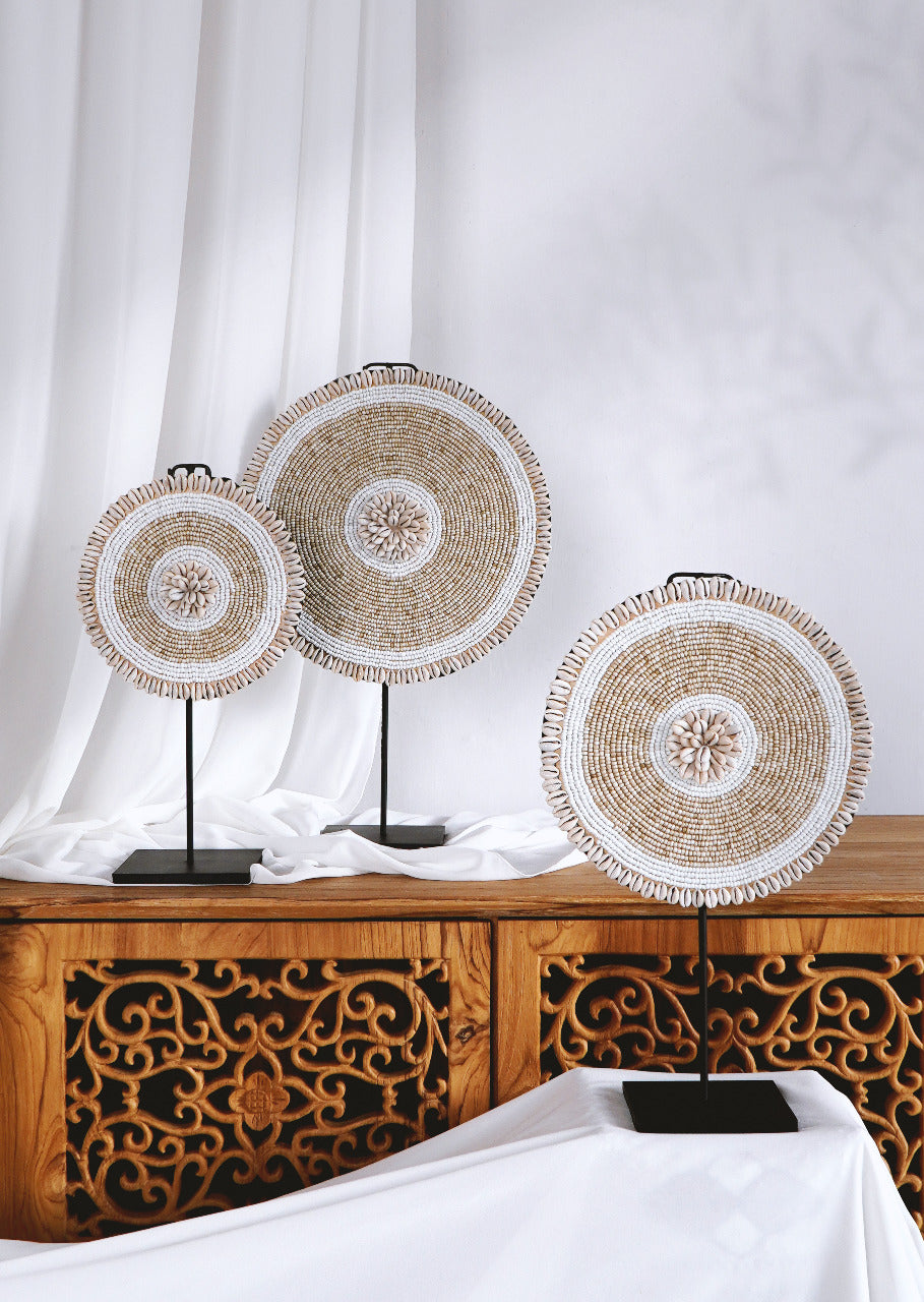 Beaded decorative stand – Coin – boho decor handmade in Bali by BaliSouk
