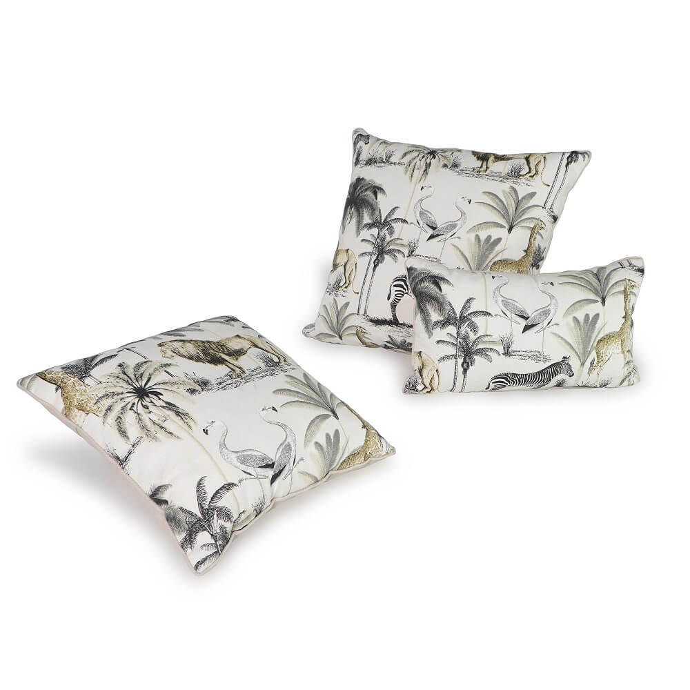 Flora Fauna Motif Pillow  Set With Filler  