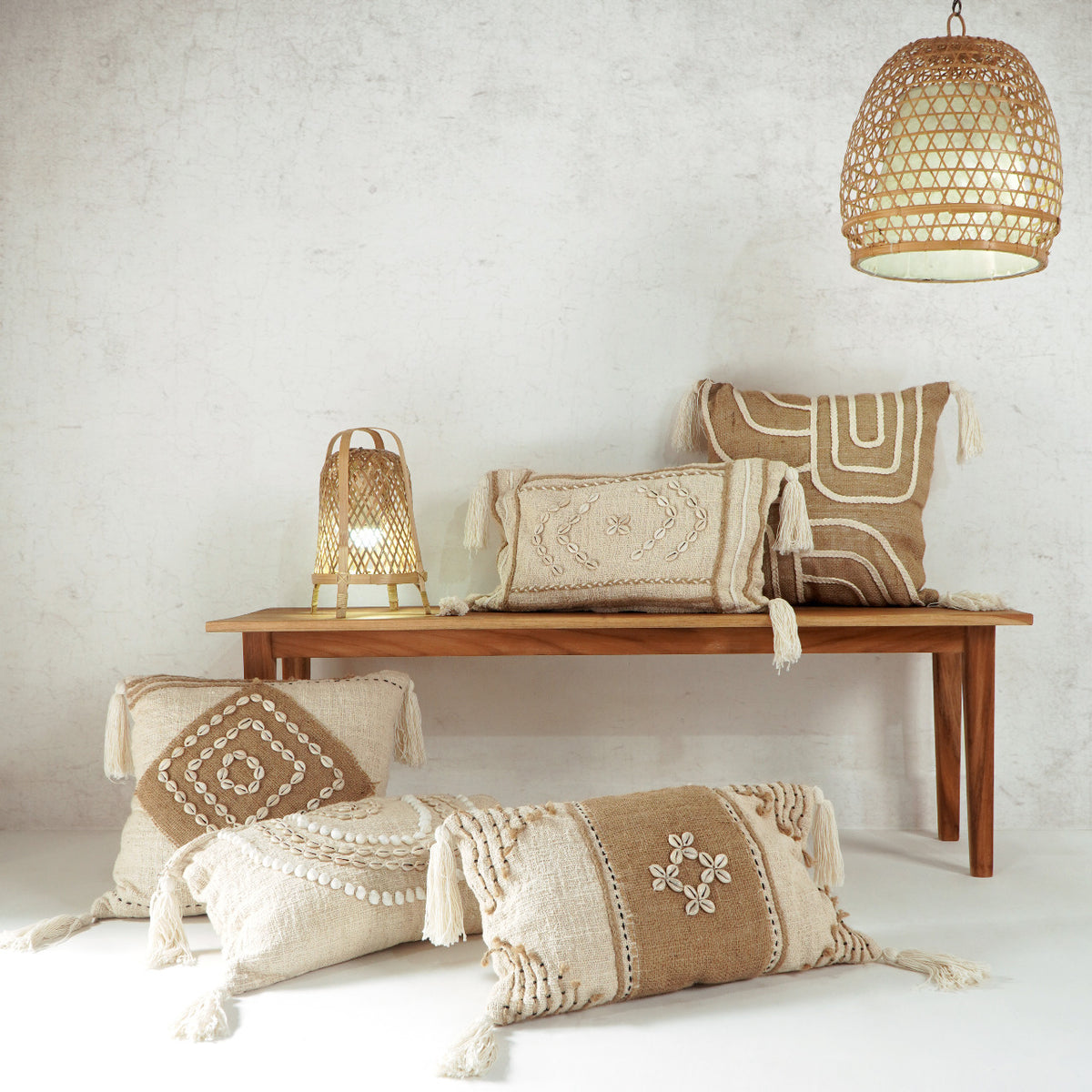 Fabric cushion – Danilla – boho decor handmade in Bali by BaliSouk