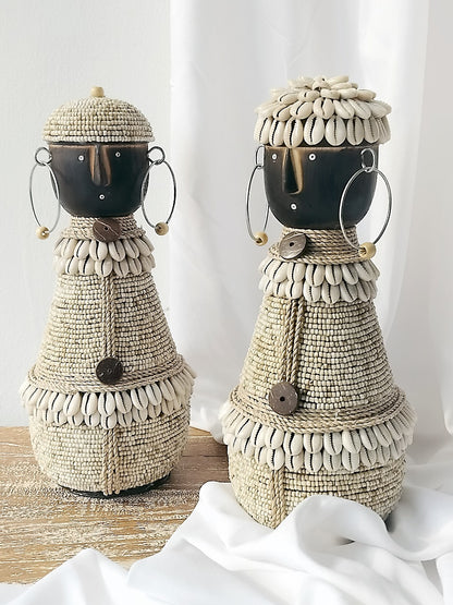 Beaded sculpture – Liben Couple, natural natural materials in boho style