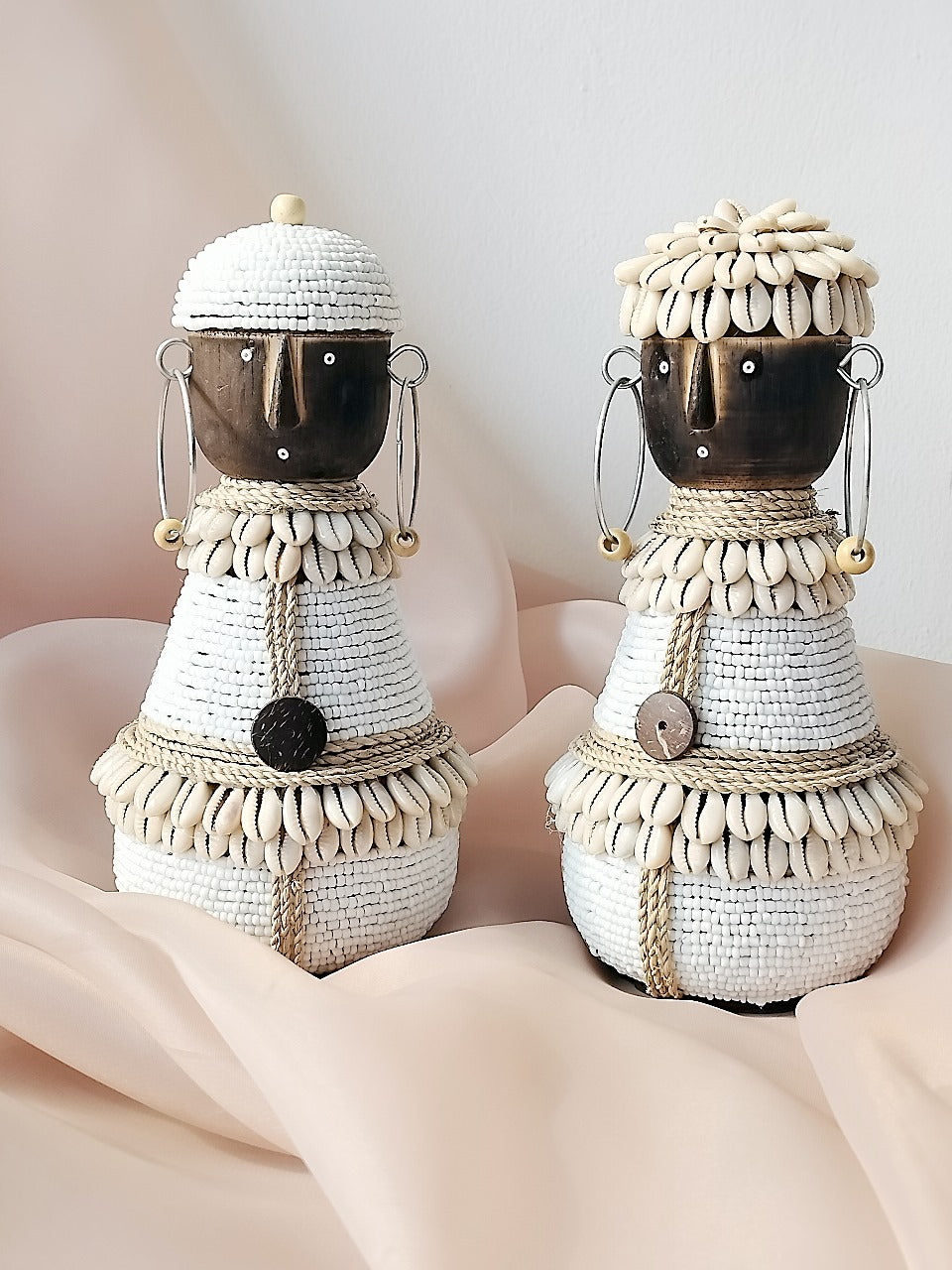 Handmade beaded statue – the Haruku Couple, boho decor made in Bali