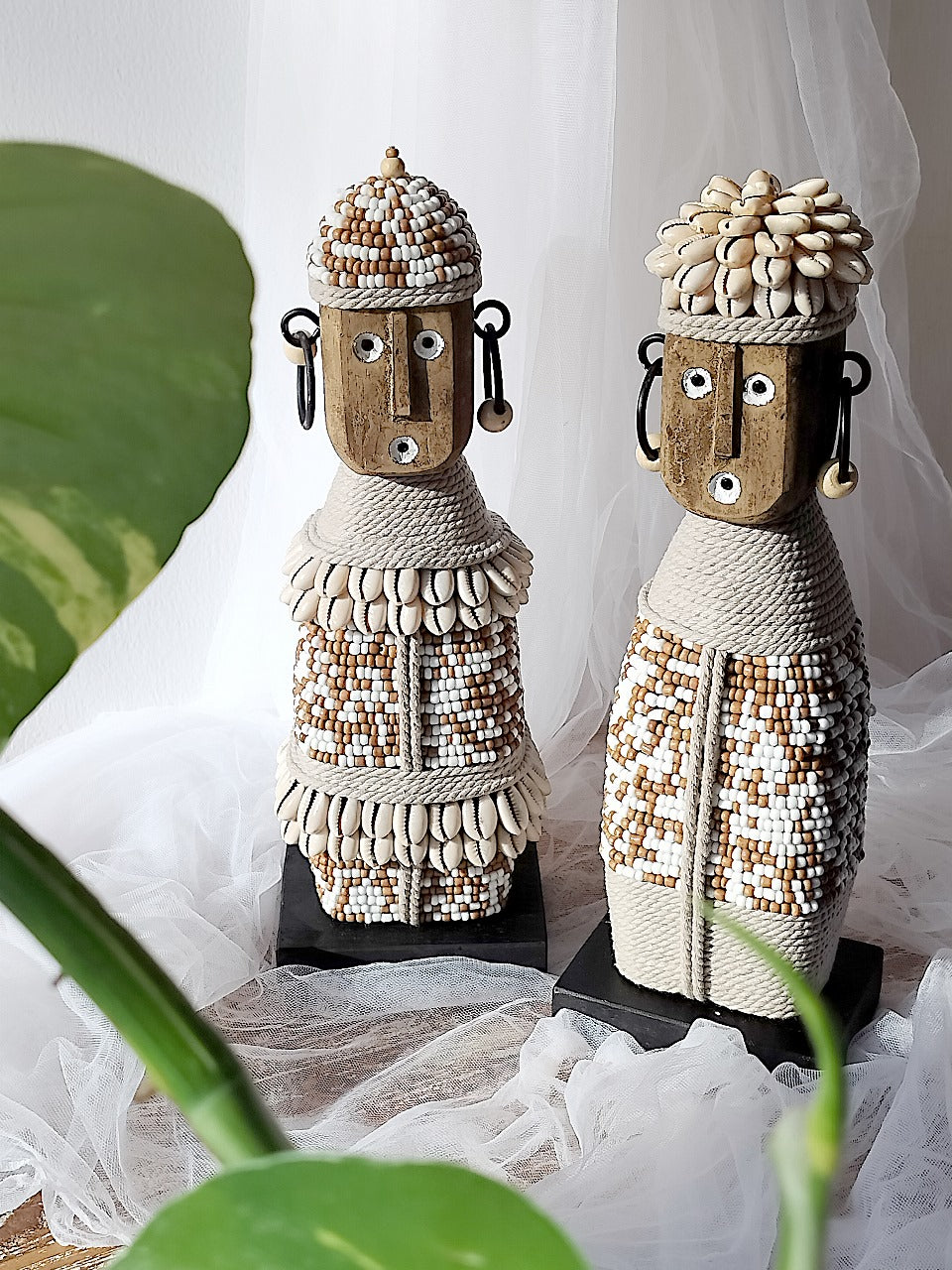 Beaded sculpture – Numberi Couple Set Brown & Natural, natural natural materials in boho style