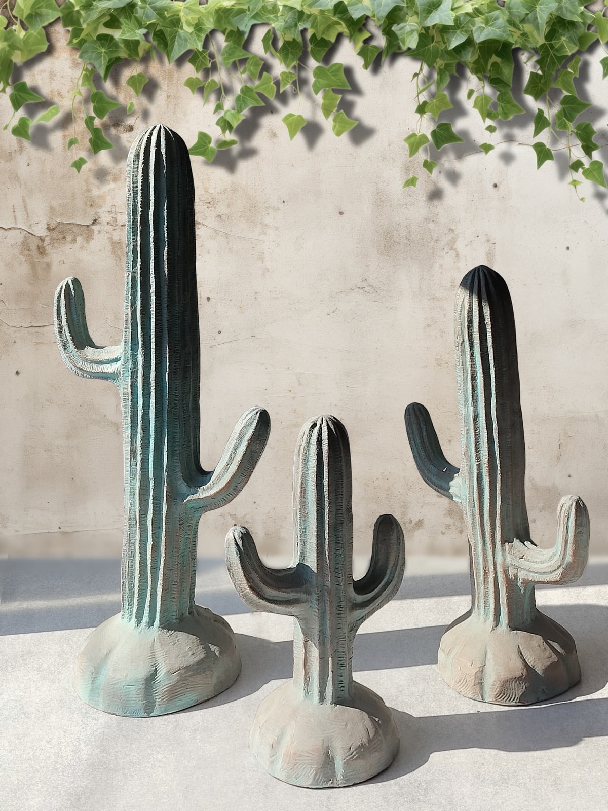 Wooden decorative piece Saguaro Cactus – boho decor, handwoven and handmade in Bali