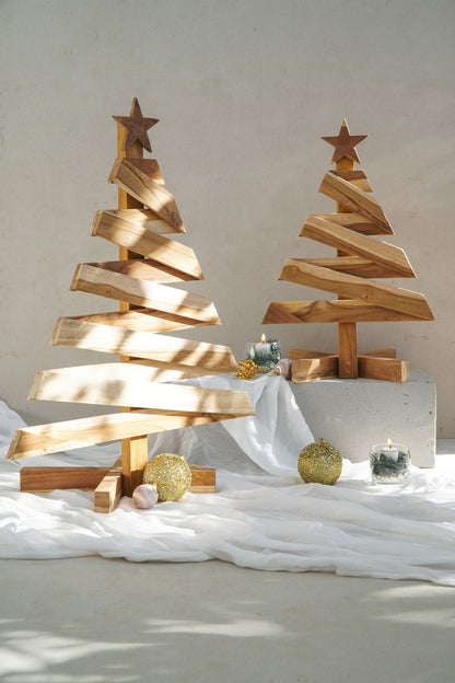 Teak Christmas decoration – Tree – boho decor handmade in Bali by BaliSouk