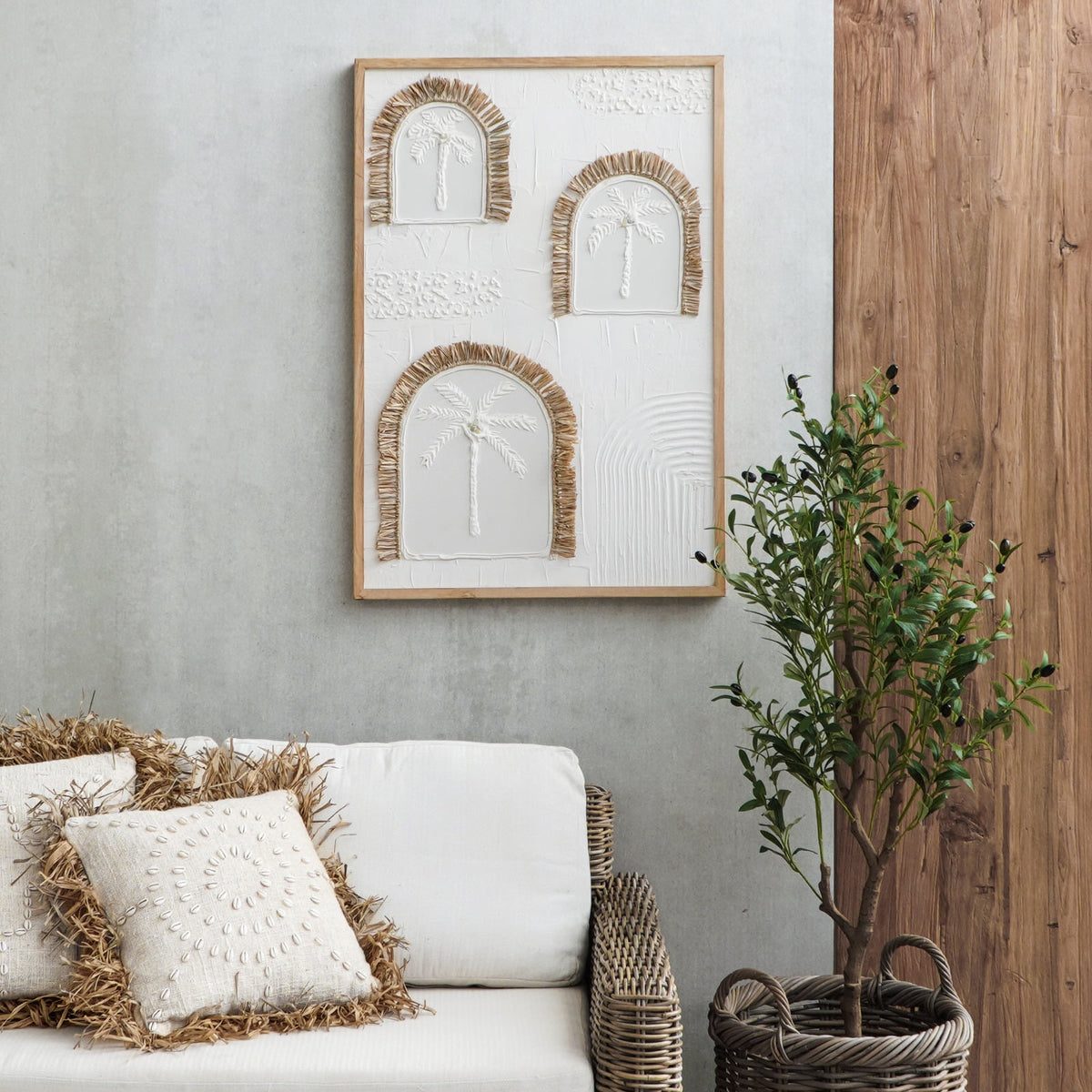 Teak wall decoration – Palmer, natural natural materials in boho style