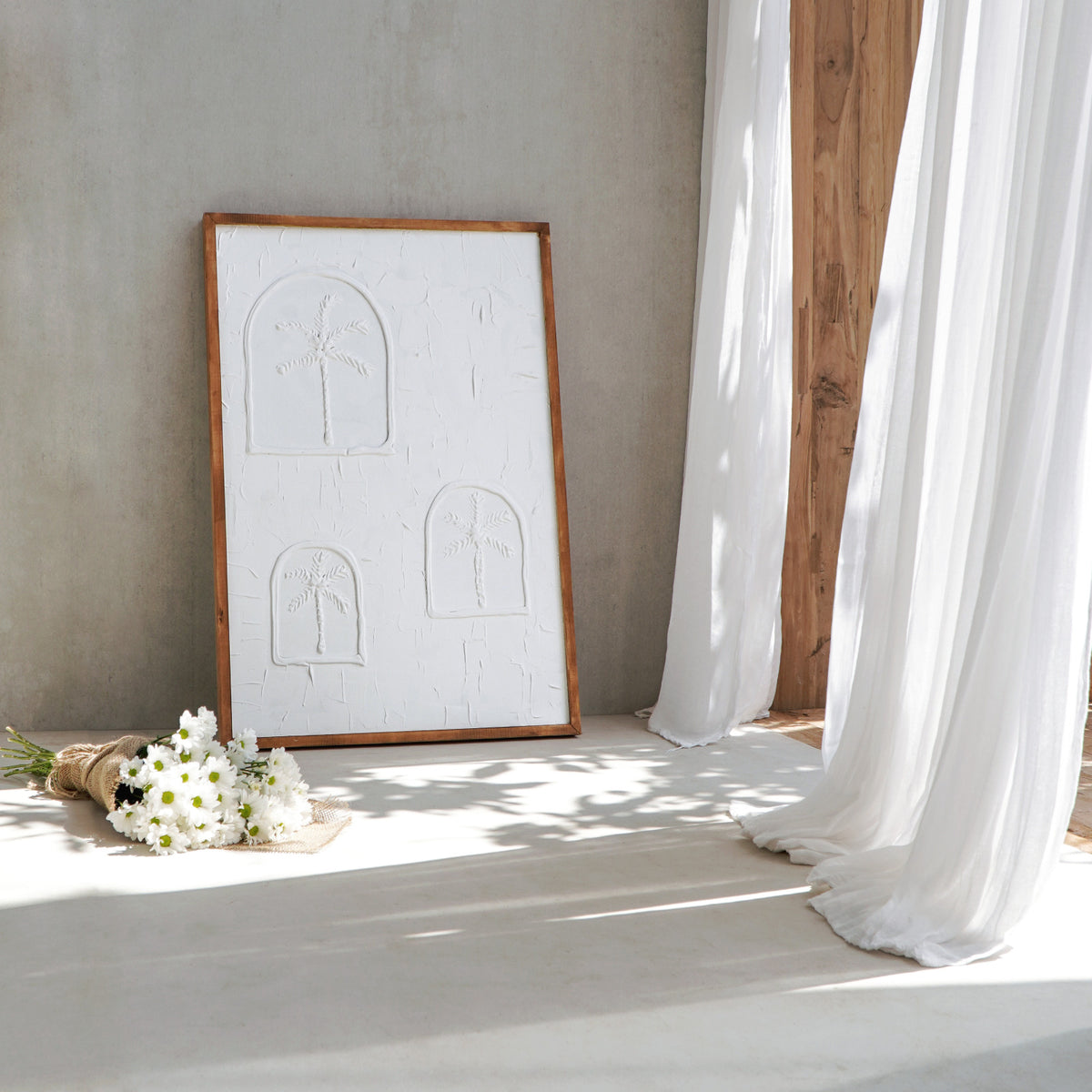 Teak wall decoration Palmer – boho decor, handwoven and handmade in Bali