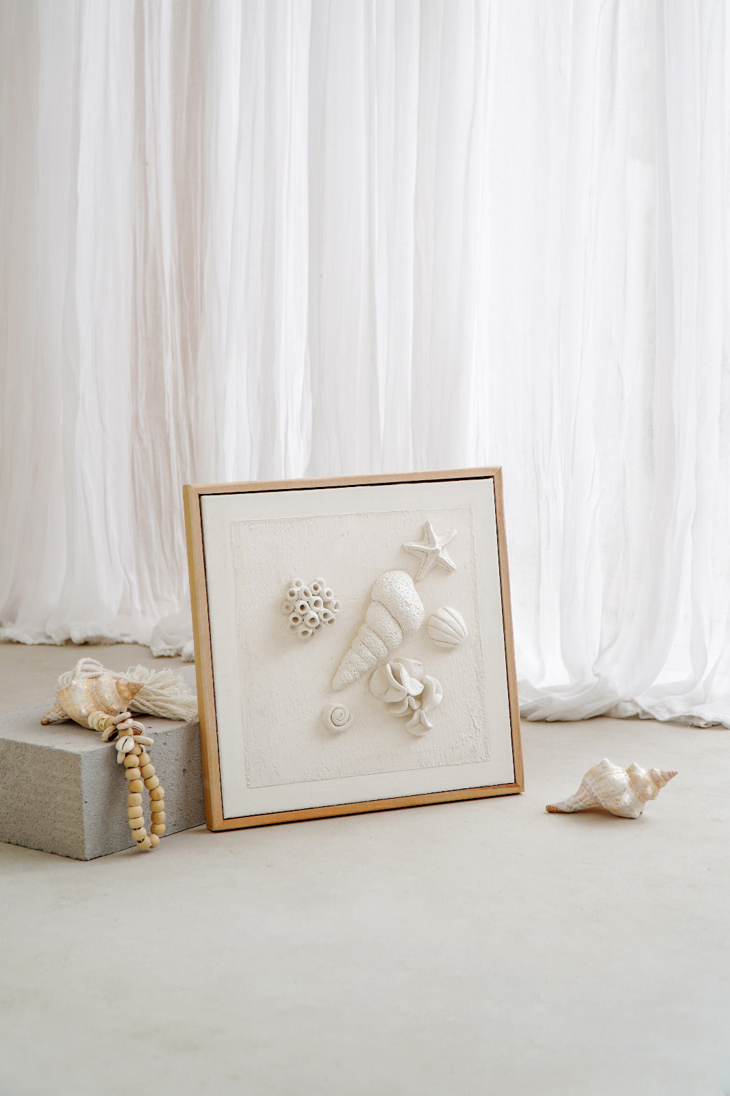 Teak wall decoration – Doria Shells, natural natural materials in boho style