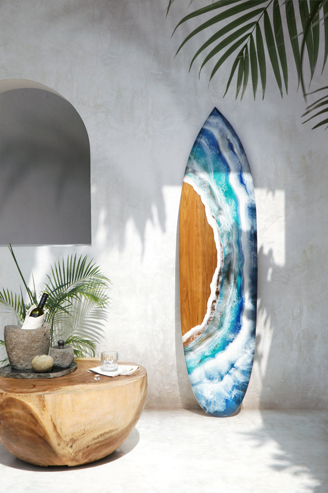 Kuta Surfboard wall decoration, boho decor handmade by Balinese artisans