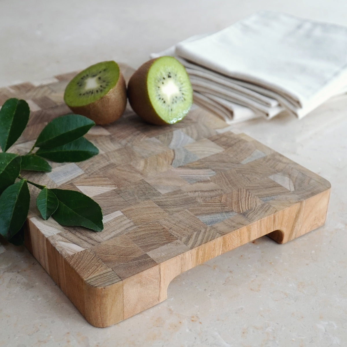 Lucy End Grain Cutting Board board in natural materials – handmade boho decor from Bali