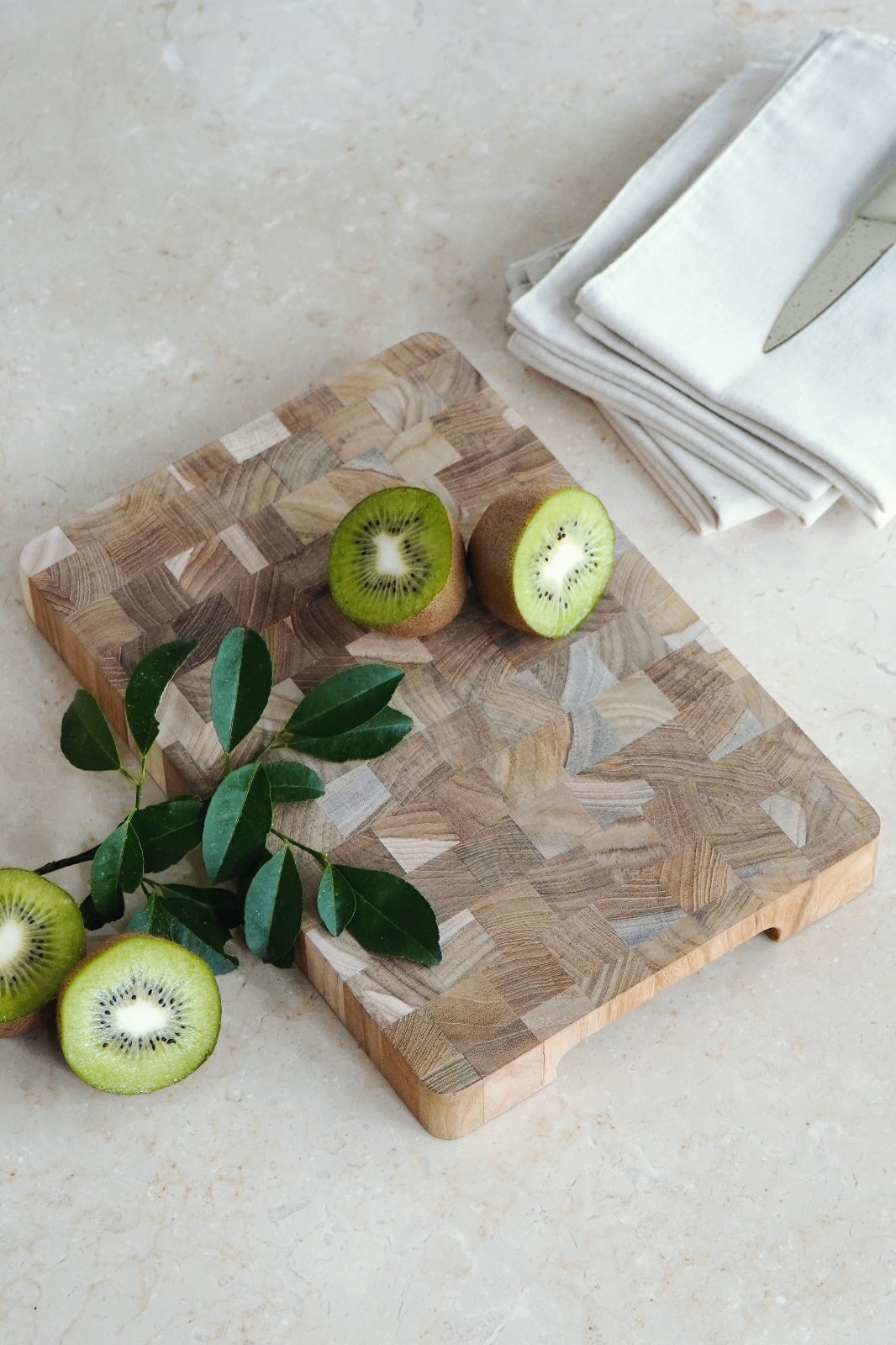 Teak board Lucy End Grain Cutting Board – boho decor, handwoven and handmade in Bali