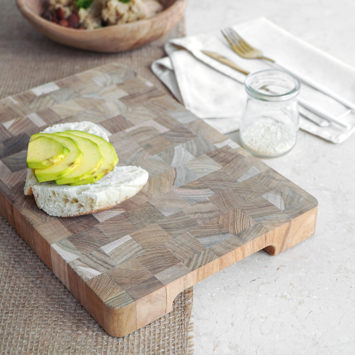 Handcrafted teak board – Lucy End Grain Cutting Board, boho decor from BaliSouk
