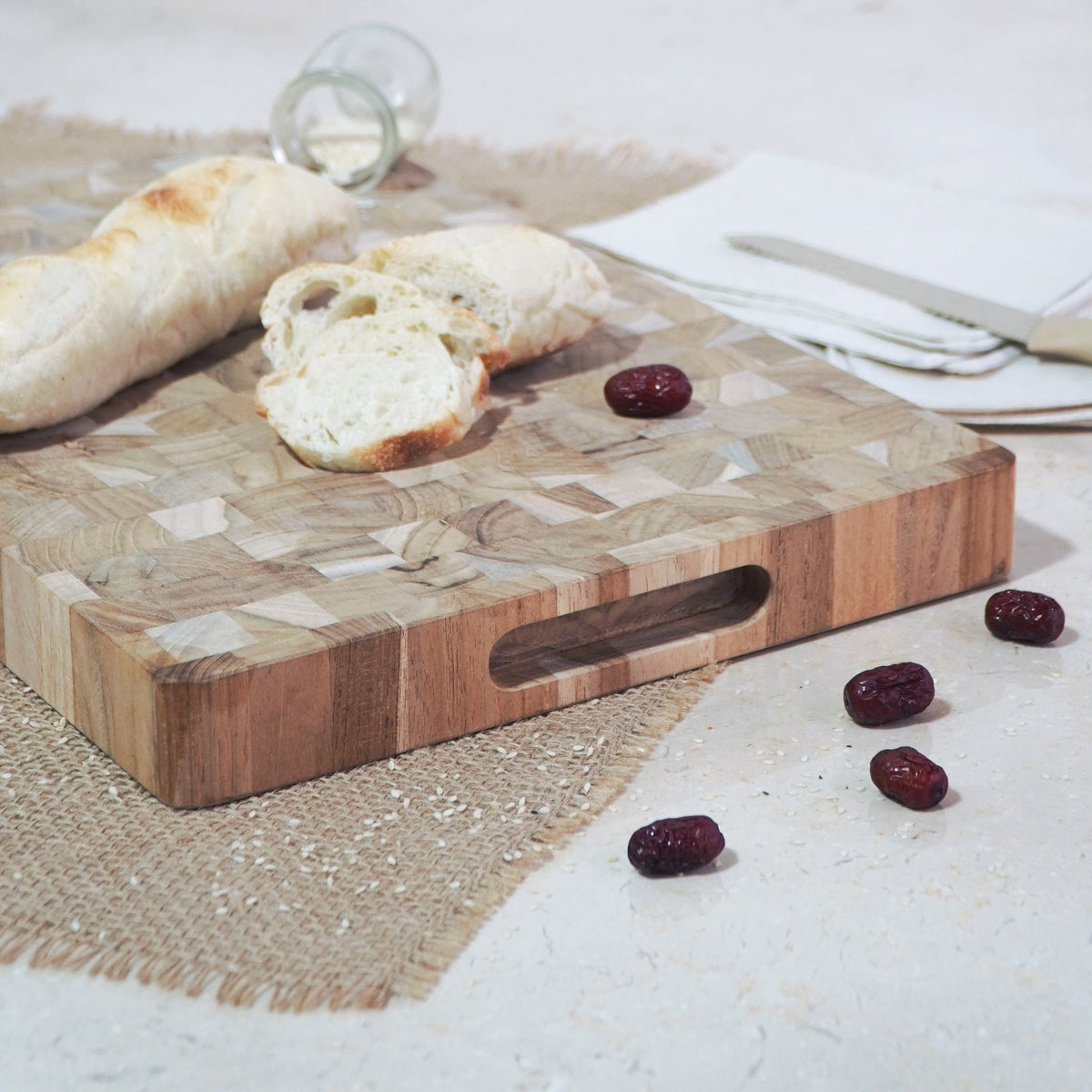 Lucy End Grain Cutting Board board in natural materials – boho decor by BaliSouk