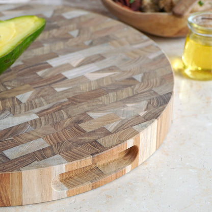 Teak board Lucy End Grain Cutting Board – boho decor, handwoven and handmade in Bali
