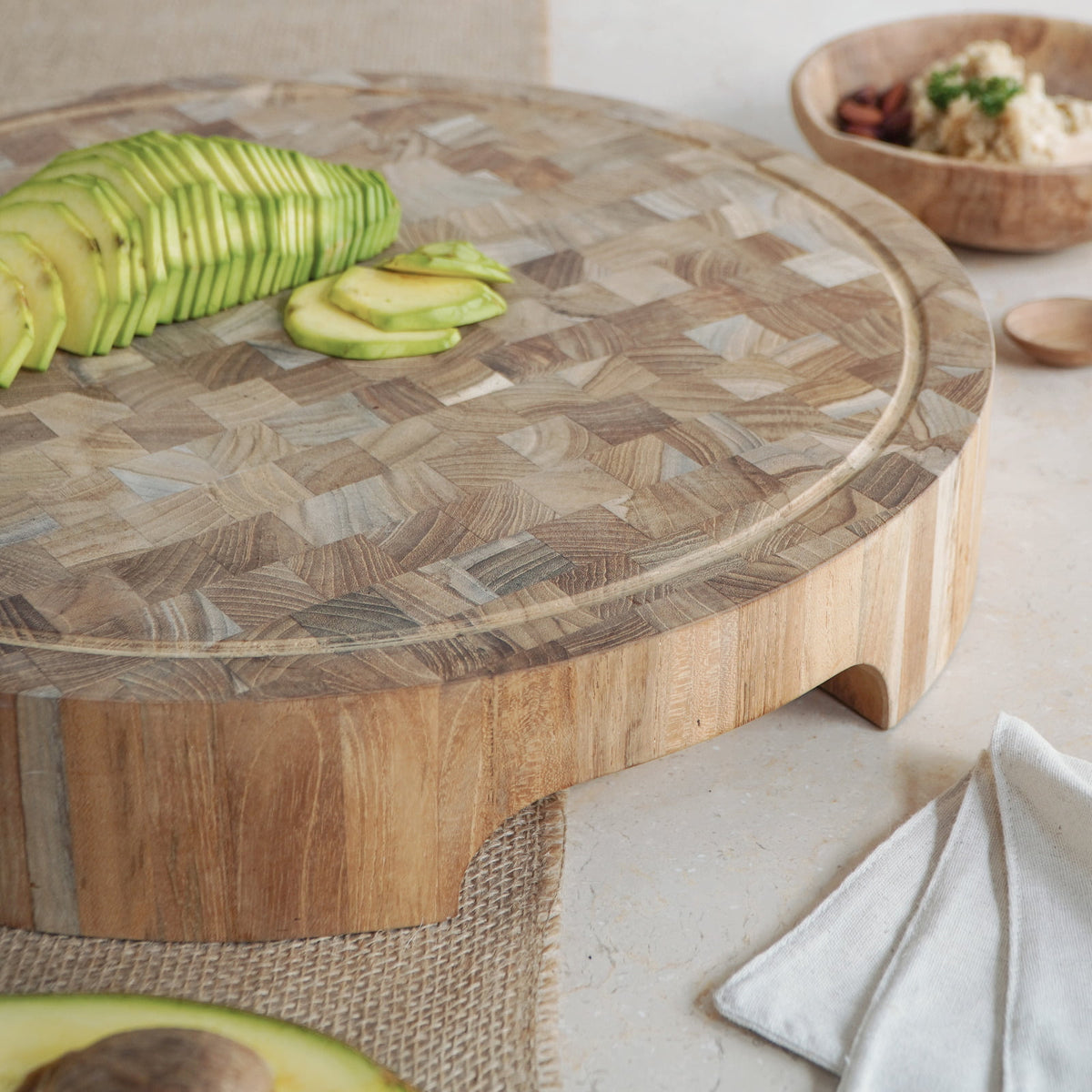 Lucy End Grain Cutting Board board in natural materials – boho decor by BaliSouk