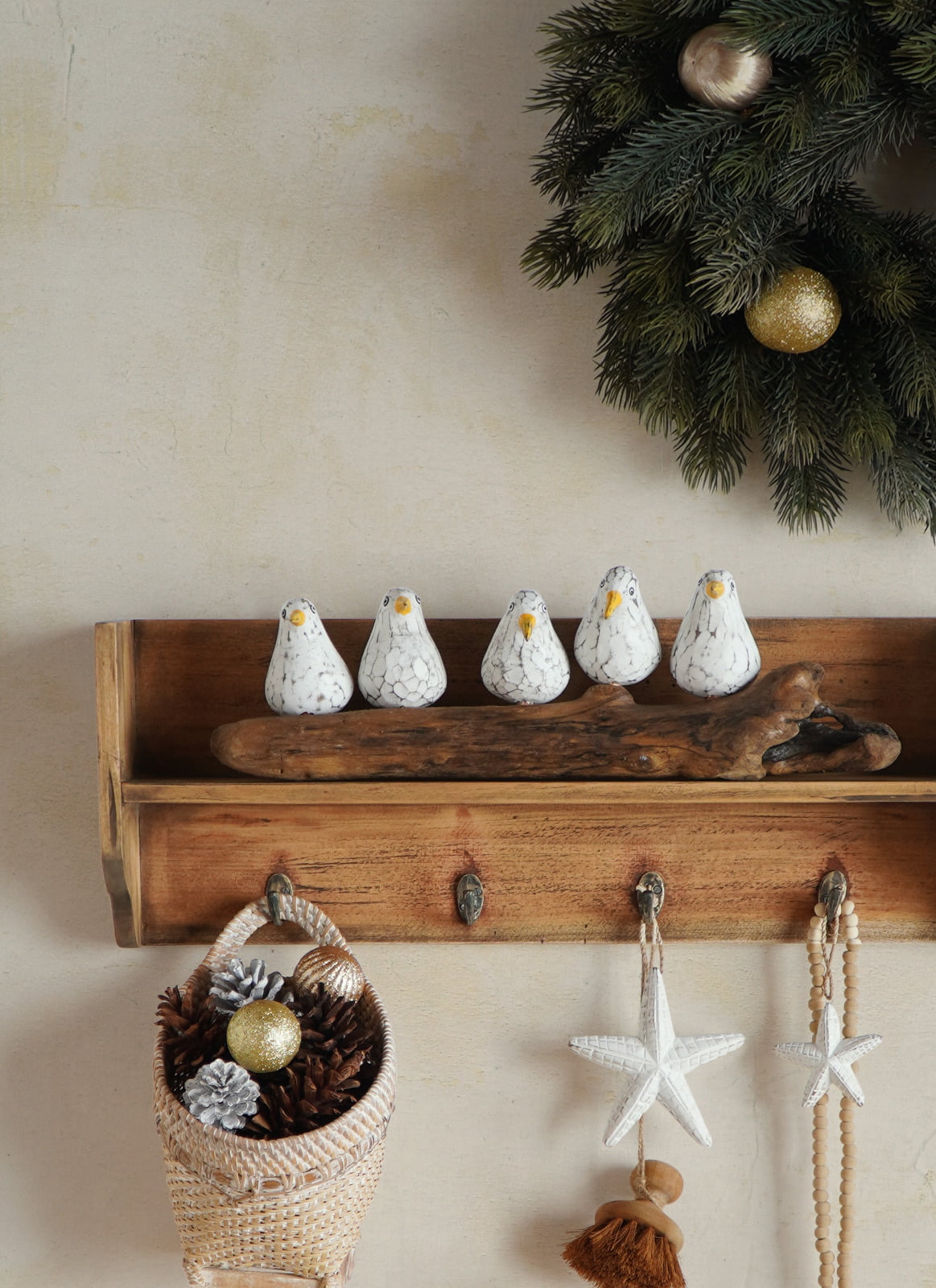 Seagull Bird Bella Family of 4 sculpture by BaliSouk – boho decor made in Bali