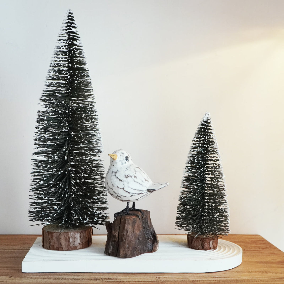 Seagull Bird Log sculpture in natural materials – boho decor by BaliSouk