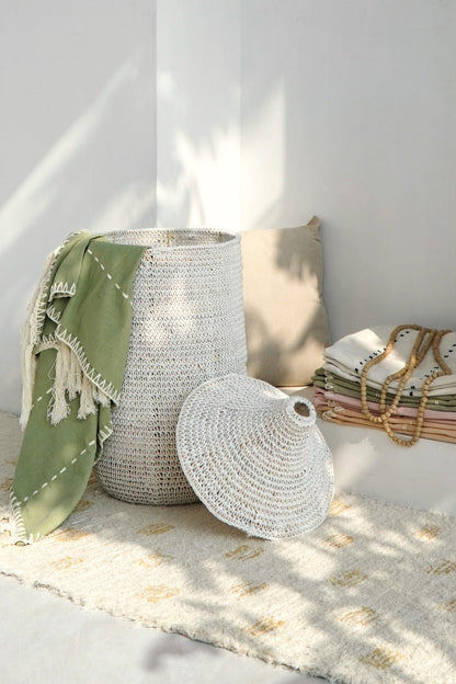 Macramé laundry basket Wendy – boho decor handcrafted in Bali by BaliSouk