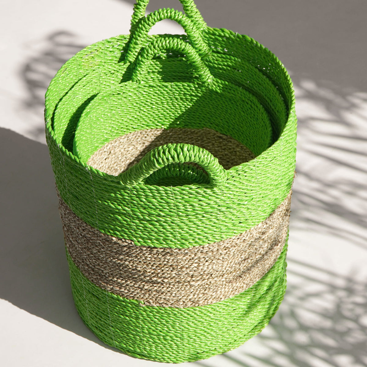 Seagrass basket Calvados – boho decor, handwoven and handmade in Bali