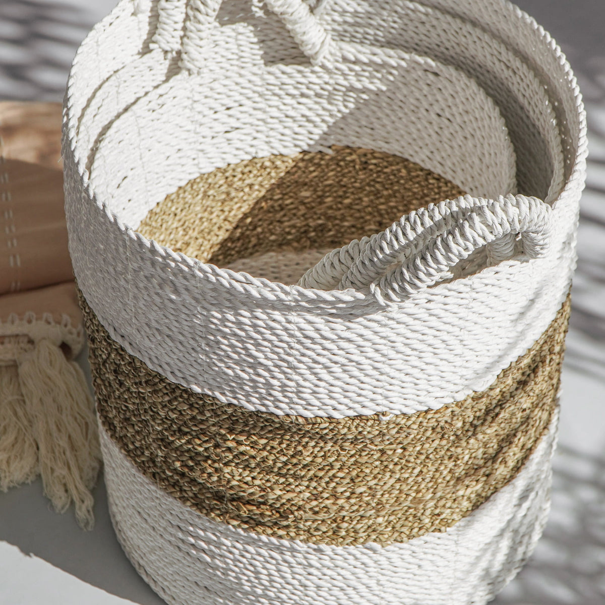 Calvados basket, boho decor handmade by Balinese artisans