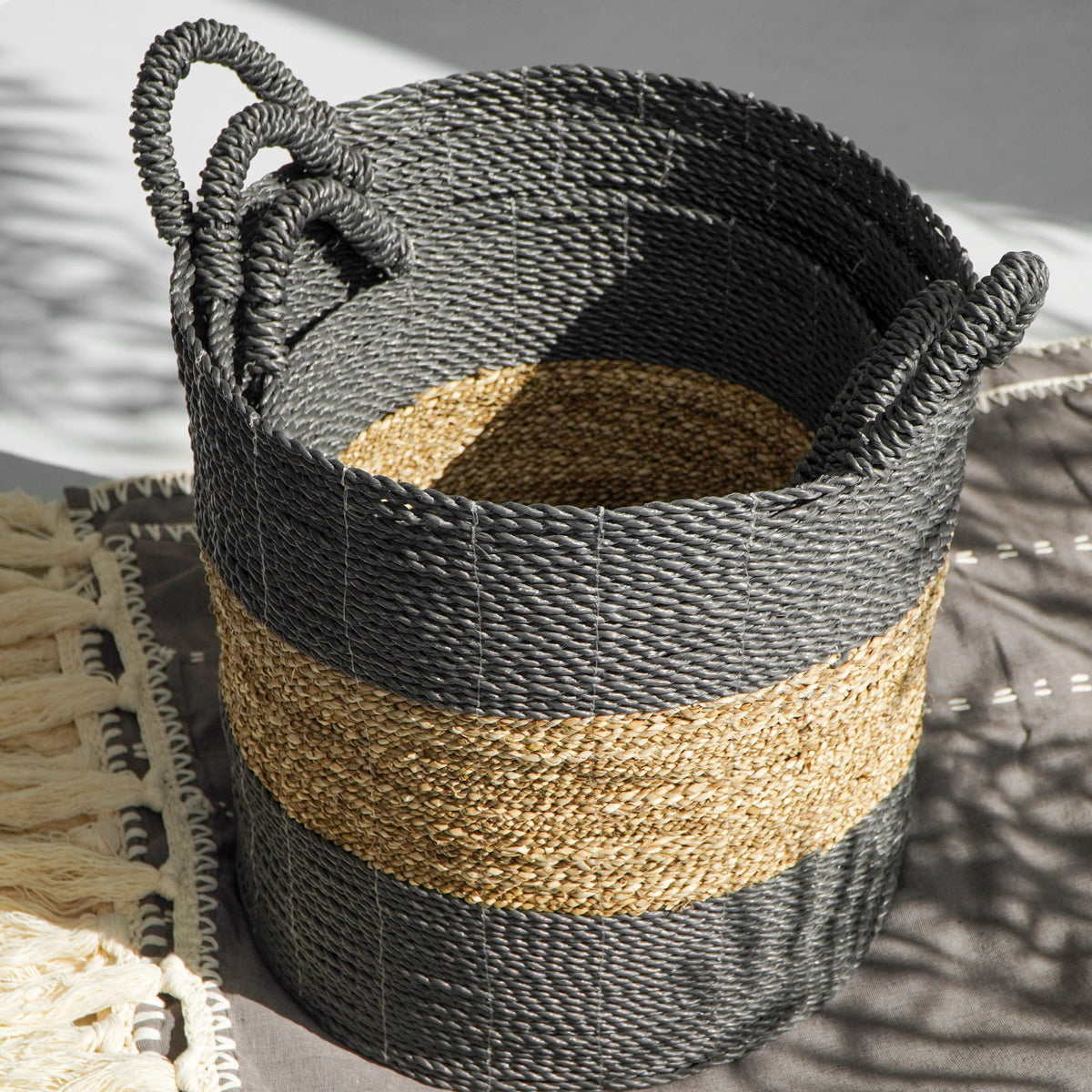 Calvados basket, boho decor handmade by Balinese artisans