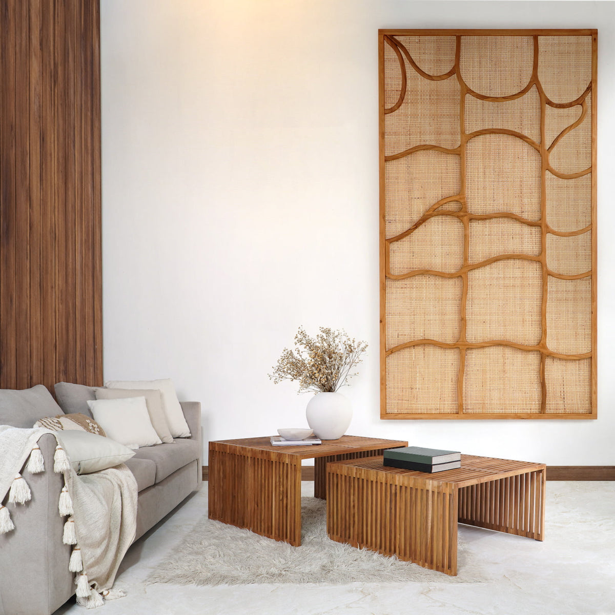 Rattan wall decoration Varna – boho decor handcrafted in Bali by BaliSouk