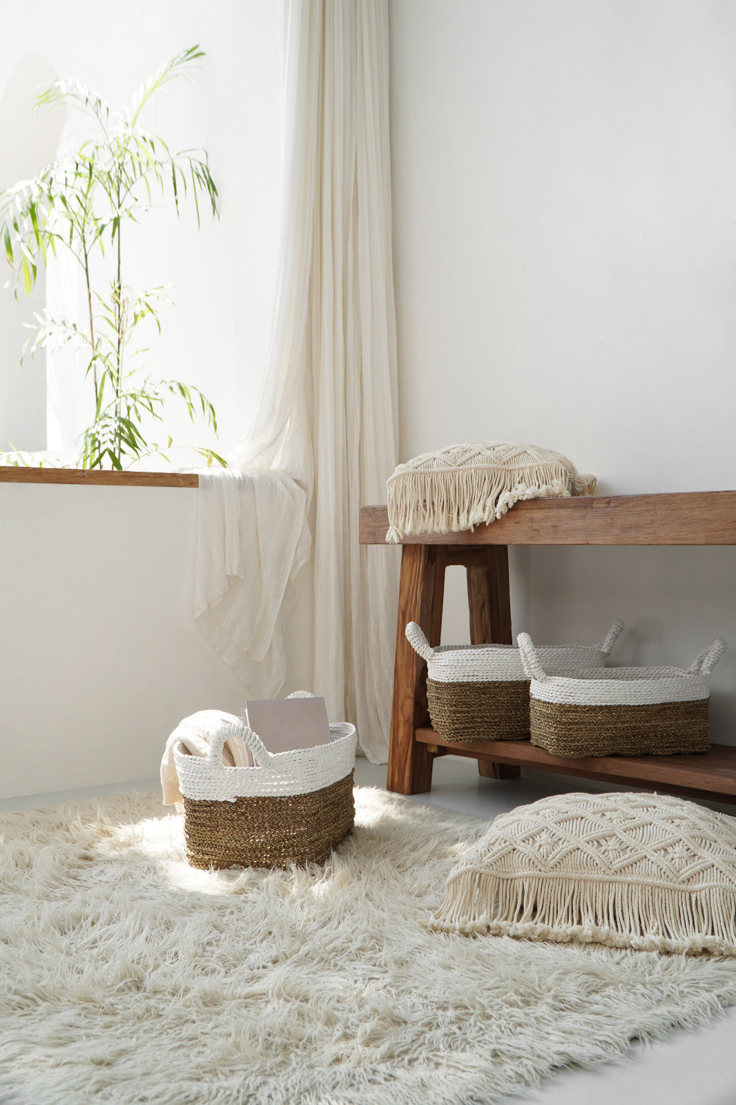 Seagrass basket – Calvin – boho decor handmade in Bali by BaliSouk