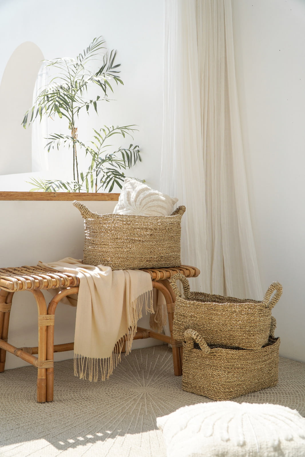Calvin basket in natural materials – boho decor by BaliSouk