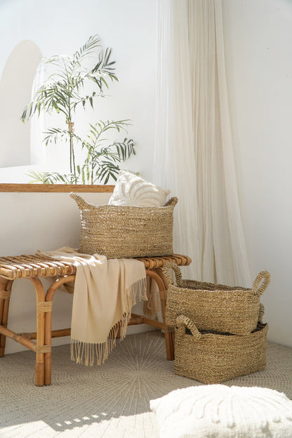 Calvin basket in natural materials – boho decor by BaliSouk