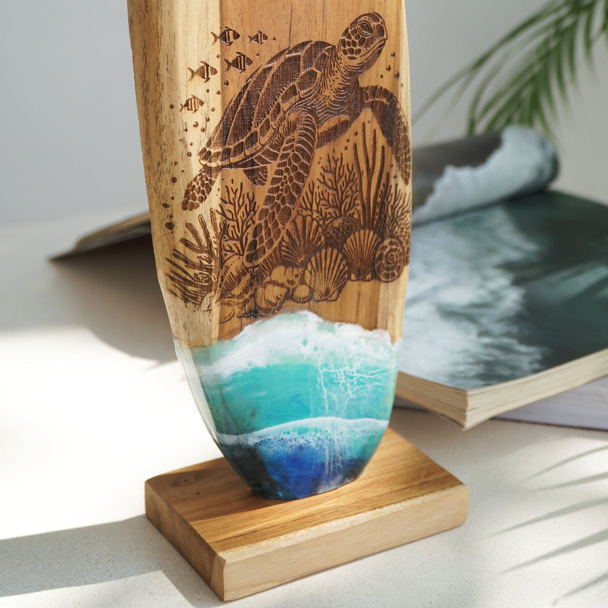Kura-Kura Surf decorative piece, boho decor handmade by Balinese artisans