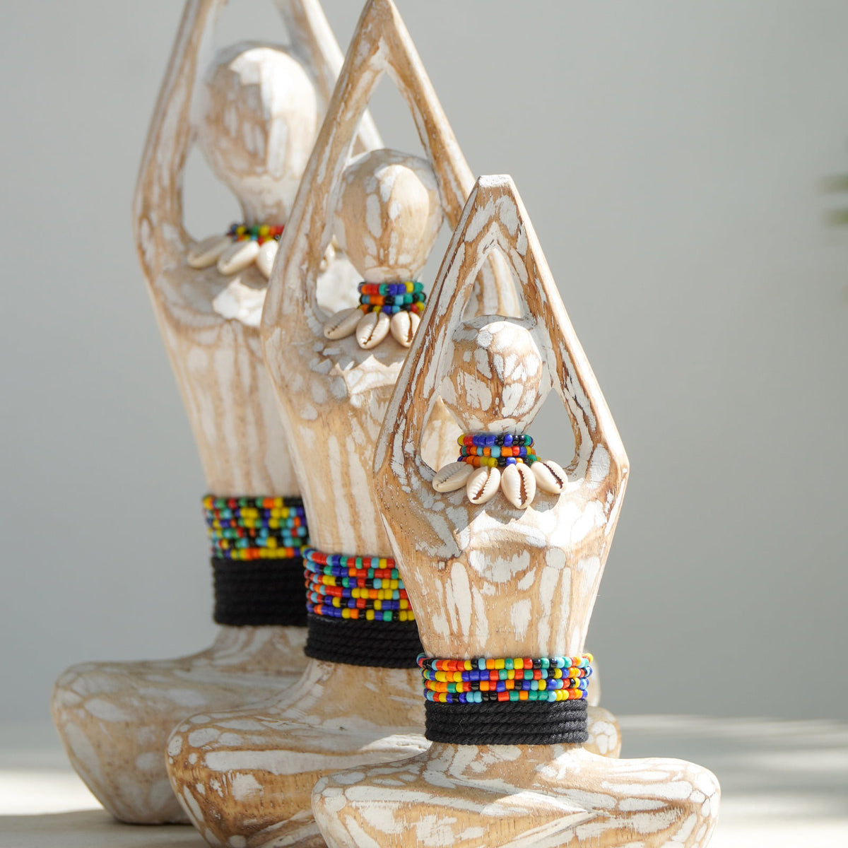 Yoga sculpture, boho decor handmade by Balinese artisans