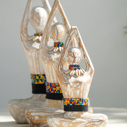 Yoga sculpture, boho decor handmade by Balinese artisans
