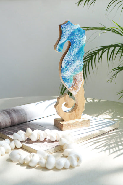Teak sculpture – Seahorses – boho decor handmade in Bali by BaliSouk