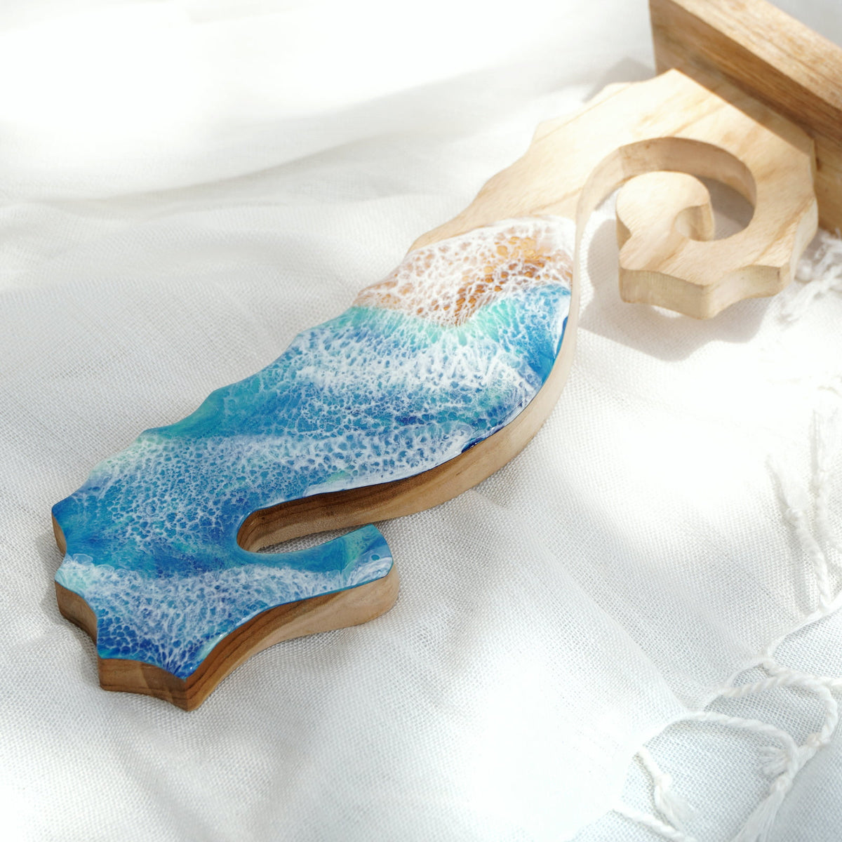 Handcrafted teak sculpture – Seahorses, boho decor from BaliSouk