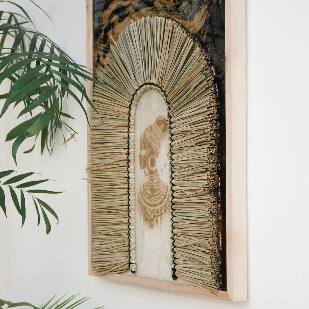 Handcrafted canvas wall decoration – Abena, boho decor from BaliSouk