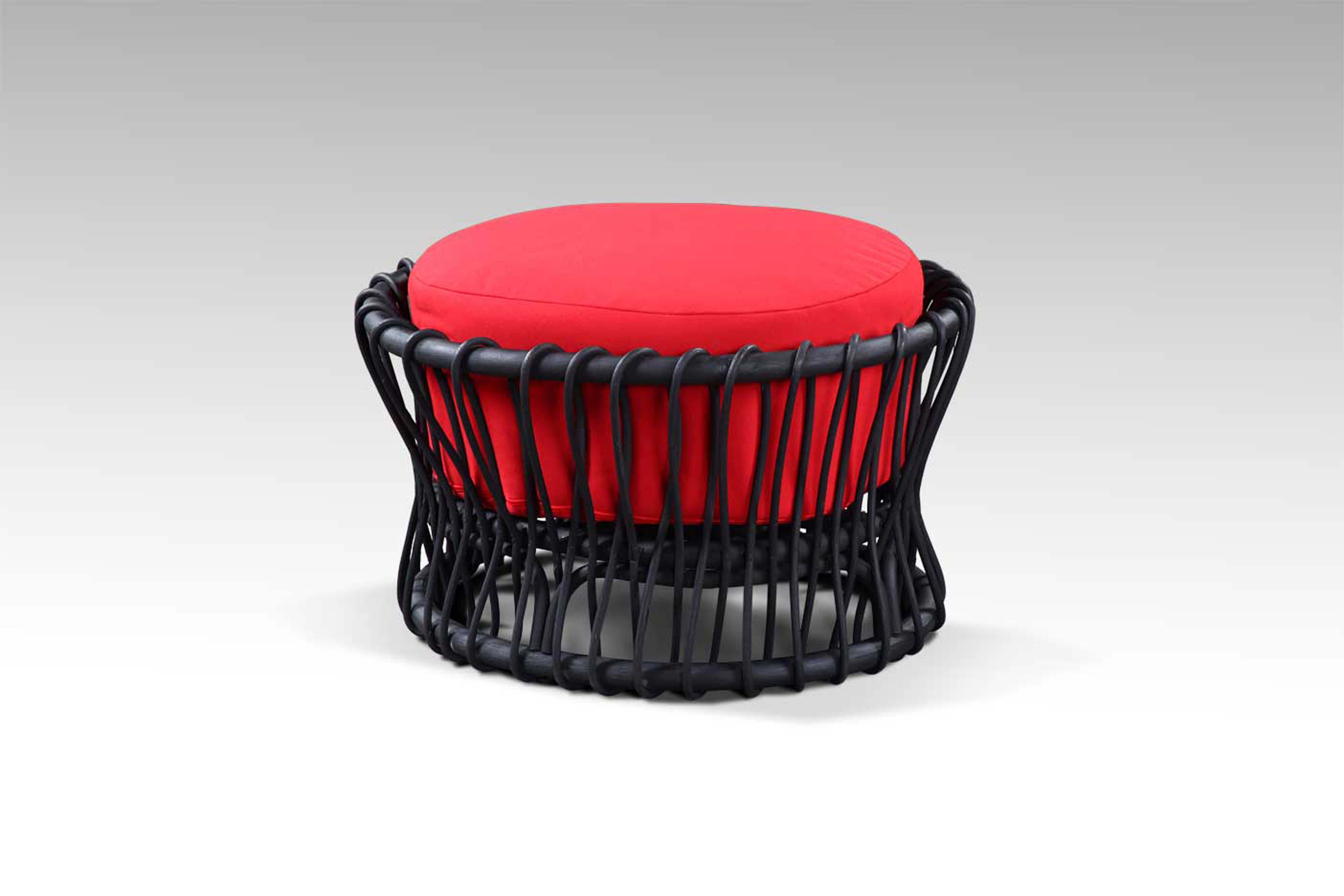 Set of 2 Gandhi Stool Incl. Red Cushion | Worldwide Shipping | BaliSouk