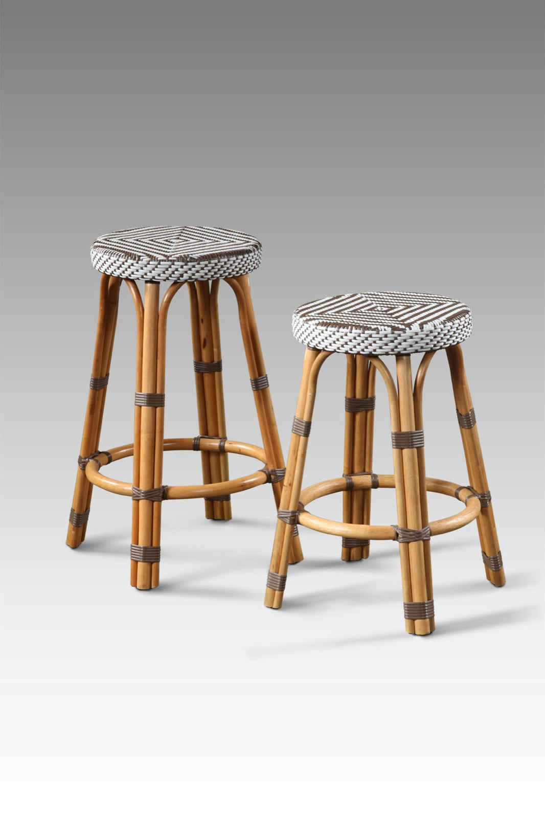 Handmade synthetic rattan stool – the Bistro Dot, boho furniture made in Bali