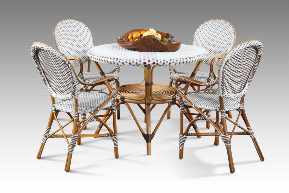 Synthetic rattan dining table – Bistro, natural natural materials in boho style